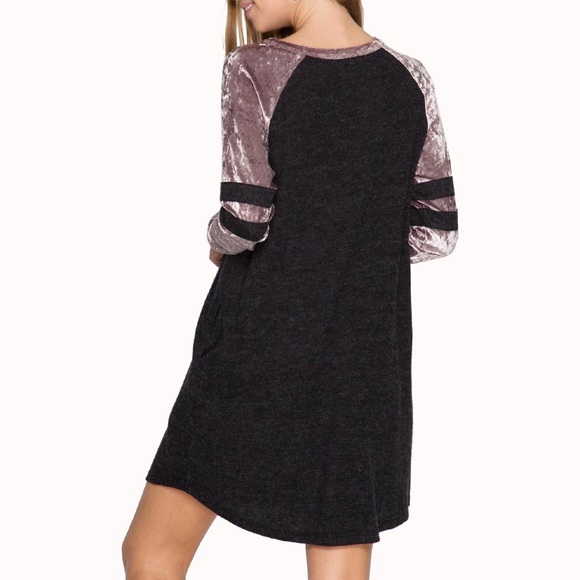 🍁“Plum” Sporty Shift Dress with Pockets - Picture 3 of 4